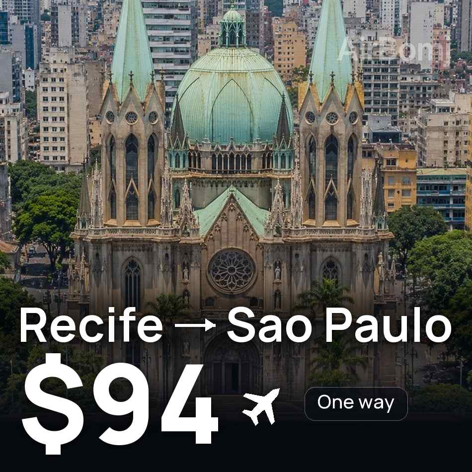 تذكرة طيران: ريسيفي — ساو باولو، $94