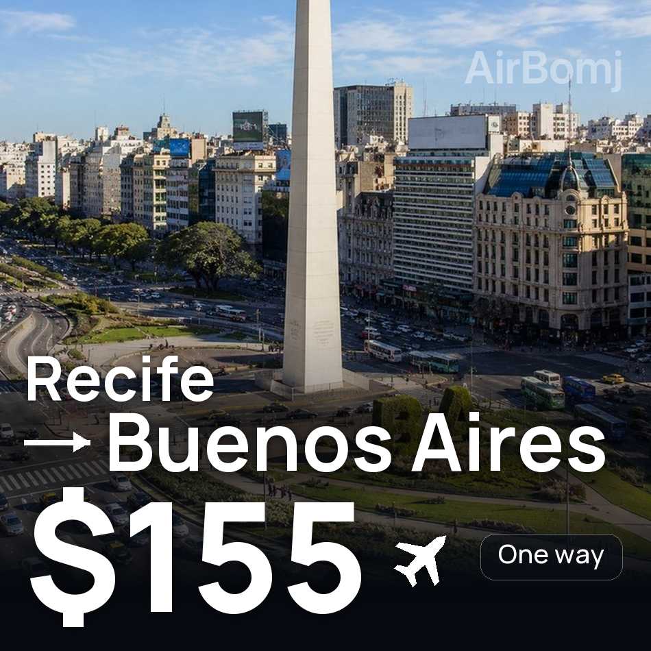 تذكرة طيران: ريسيفي — بوينس آيرس، $155