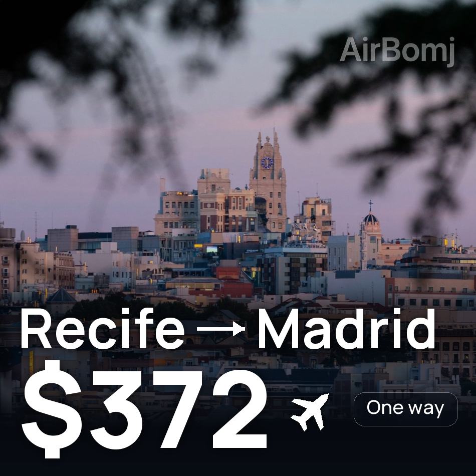 Uçak bileti: Recife — Madrit, $372