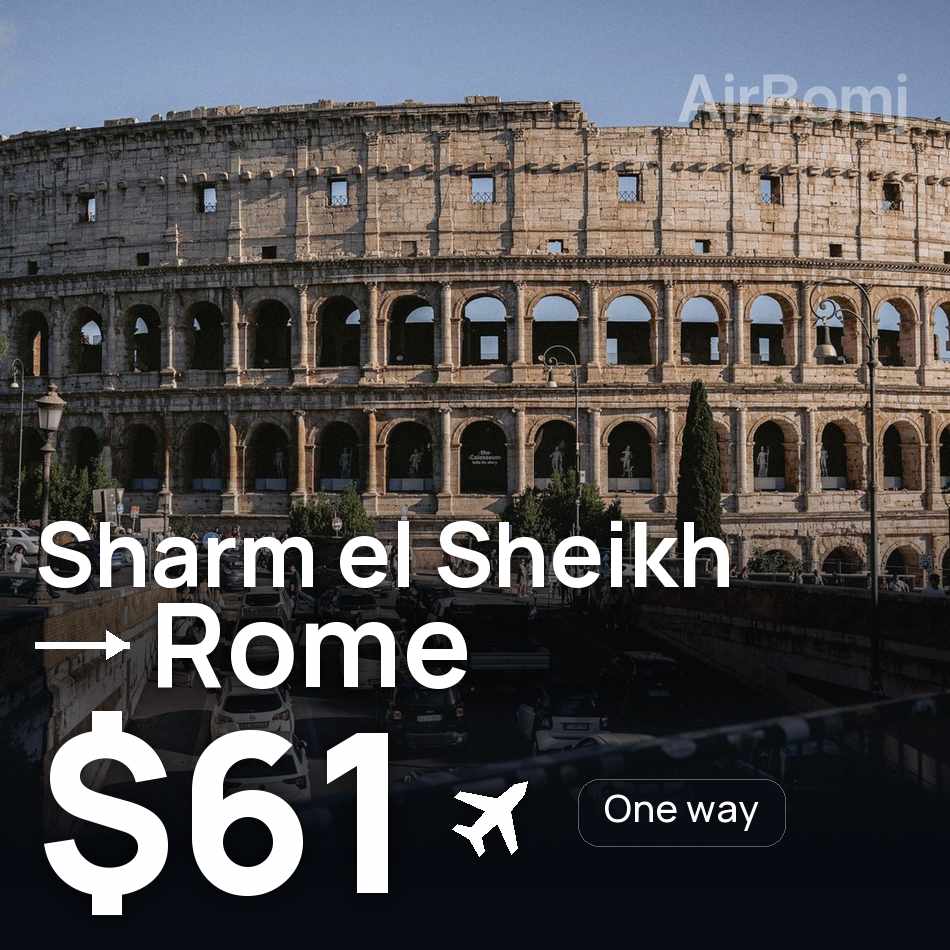 Uçak bileti: Şarm El-Şeyh — Roma, $61