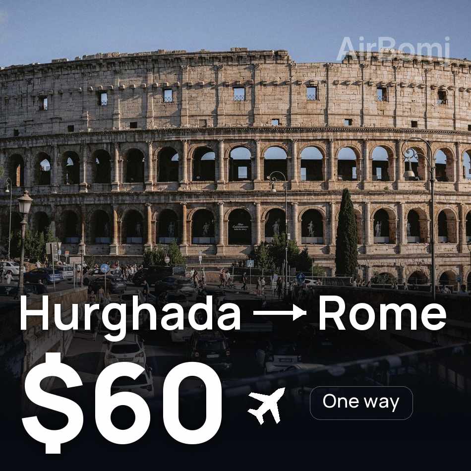 Uçak bileti: Hurgada — Roma, $60