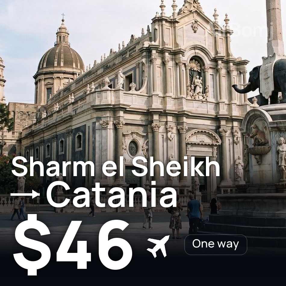 Uçak bileti: Şarm El-Şeyh — Katanya, $46