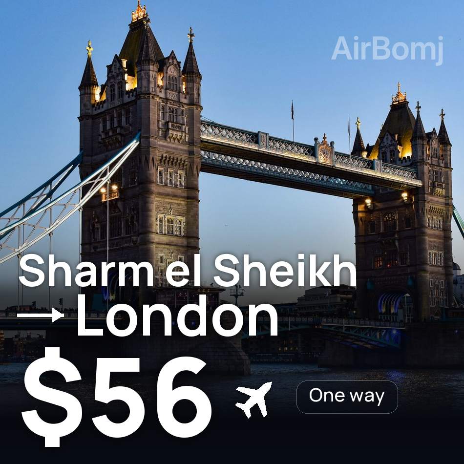 Uçak bileti: Şarm El-Şeyh — Londra, $56