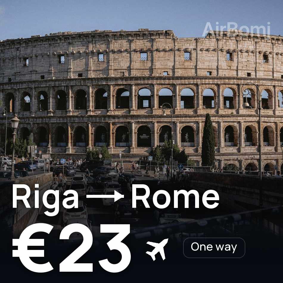 تذكرة طيران: ريجا — روما، €23