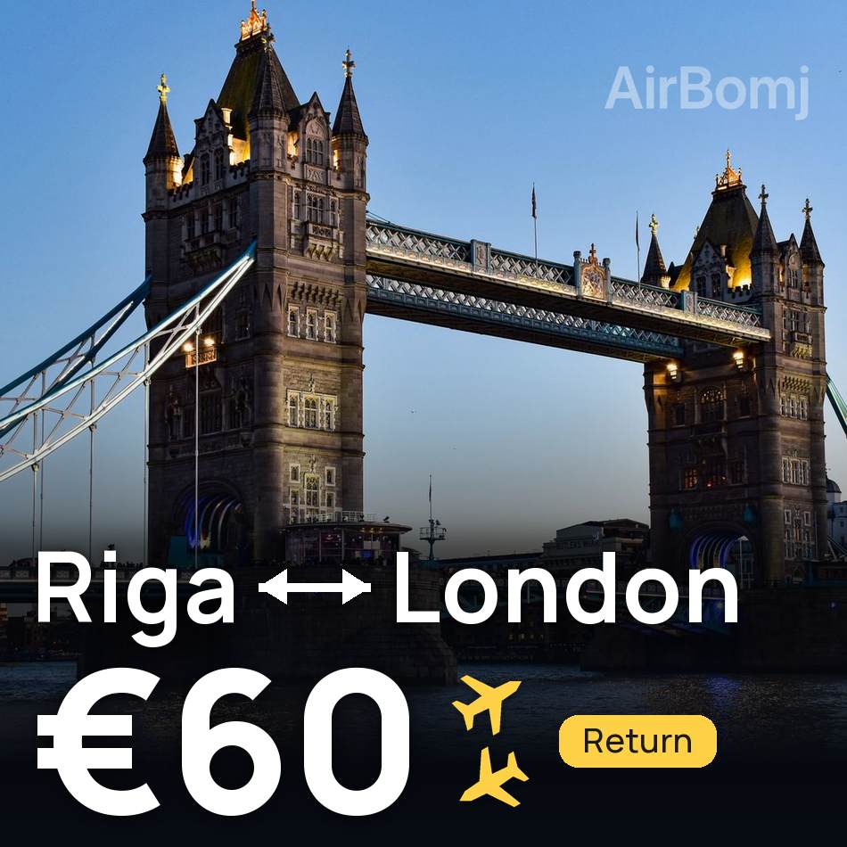 تذكرة طيران: ريجا — لندن، €60