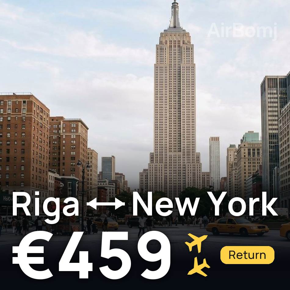 تذكرة طيران: ريجا — نيويورك، €459