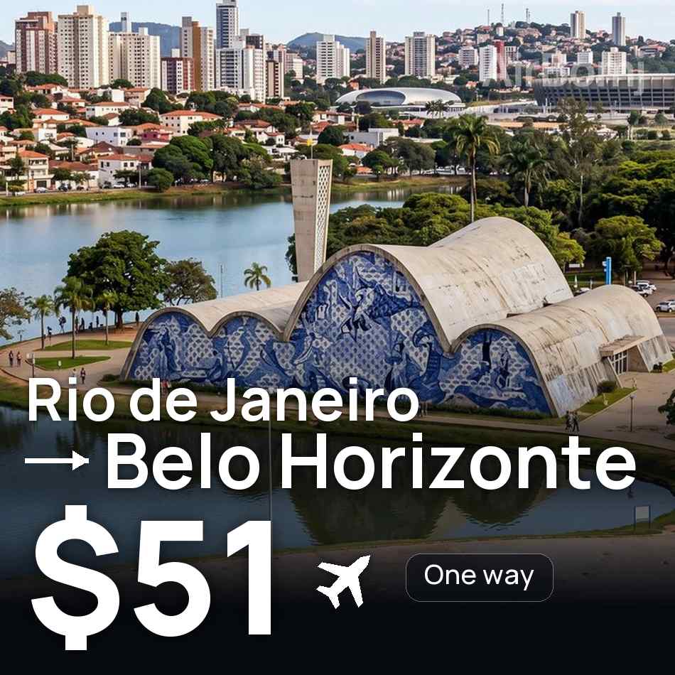 Uçak bileti: Rio de Janeiro — Belo Horizonte, $51