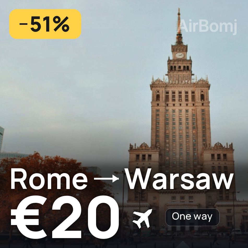تذكرة طيران: روما — وارسو، €20
