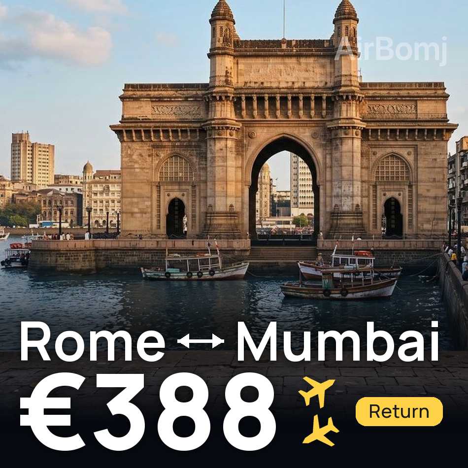 تذكرة طيران: روما — مومباي، €388