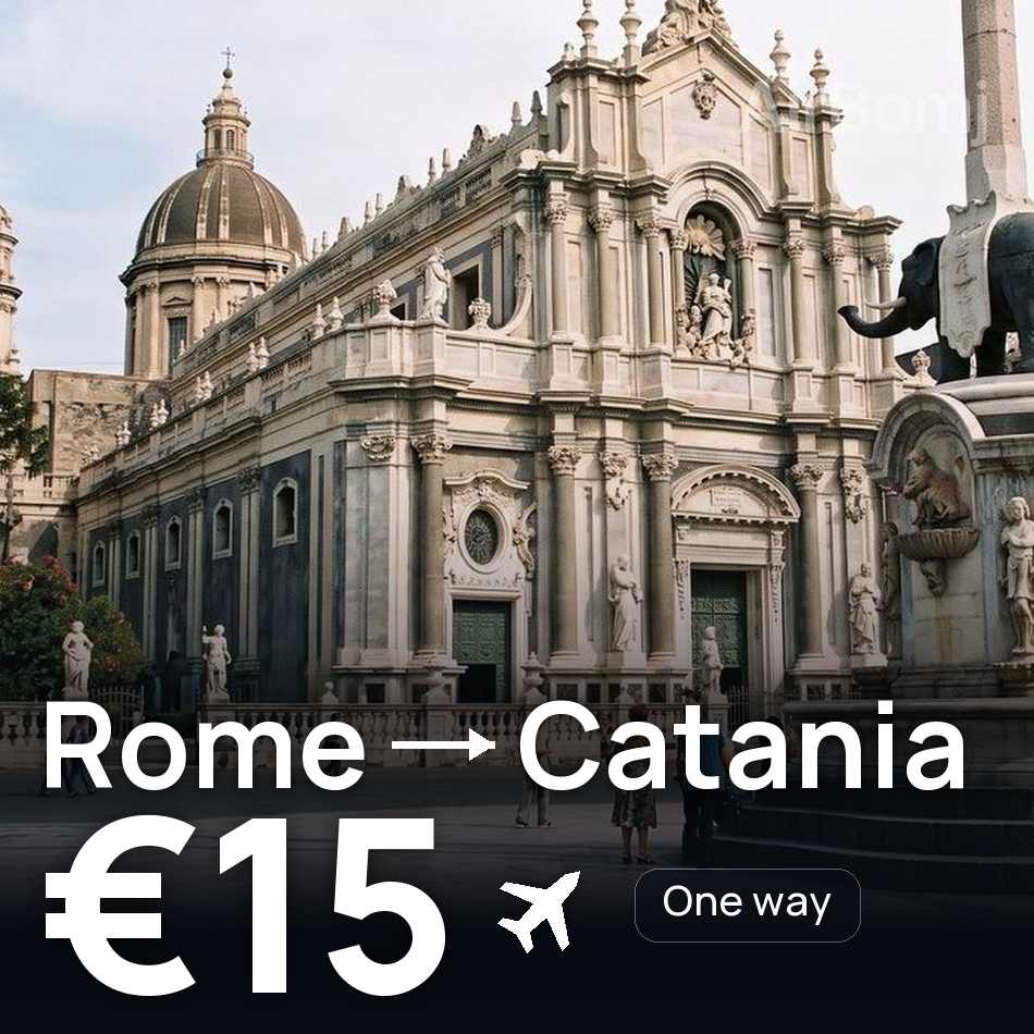 تذكرة طيران: روما — قطانيا، €15
