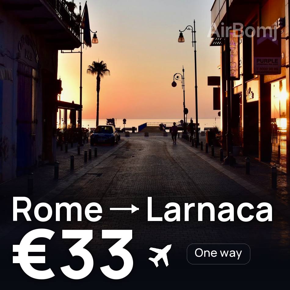 تذكرة طيران: روما — لارنكا، €33