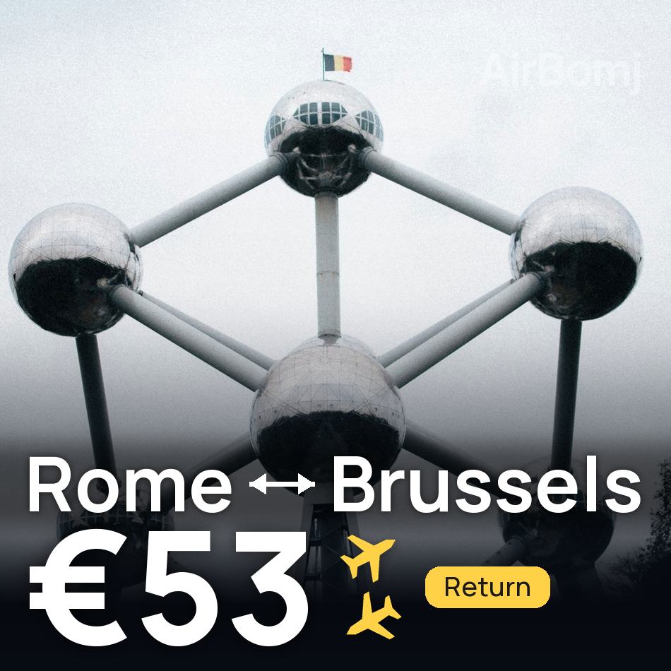 تذكرة طيران: روما — بروكسل، €53