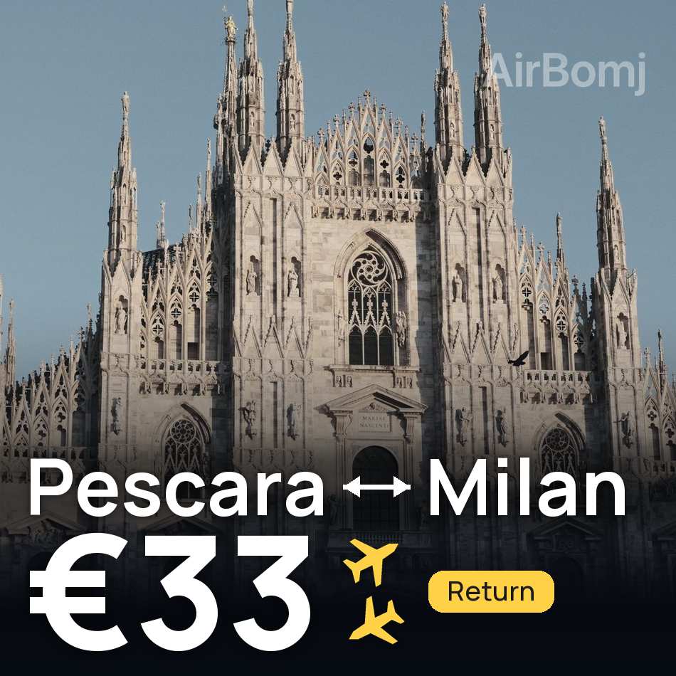 تذكرة طيران: بسكارا — ميلانو، €33