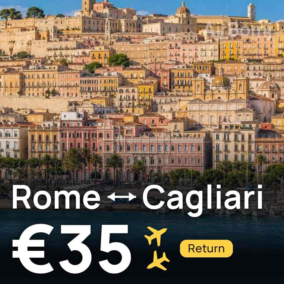 تذكرة طيران: روما — كالياري، €35
