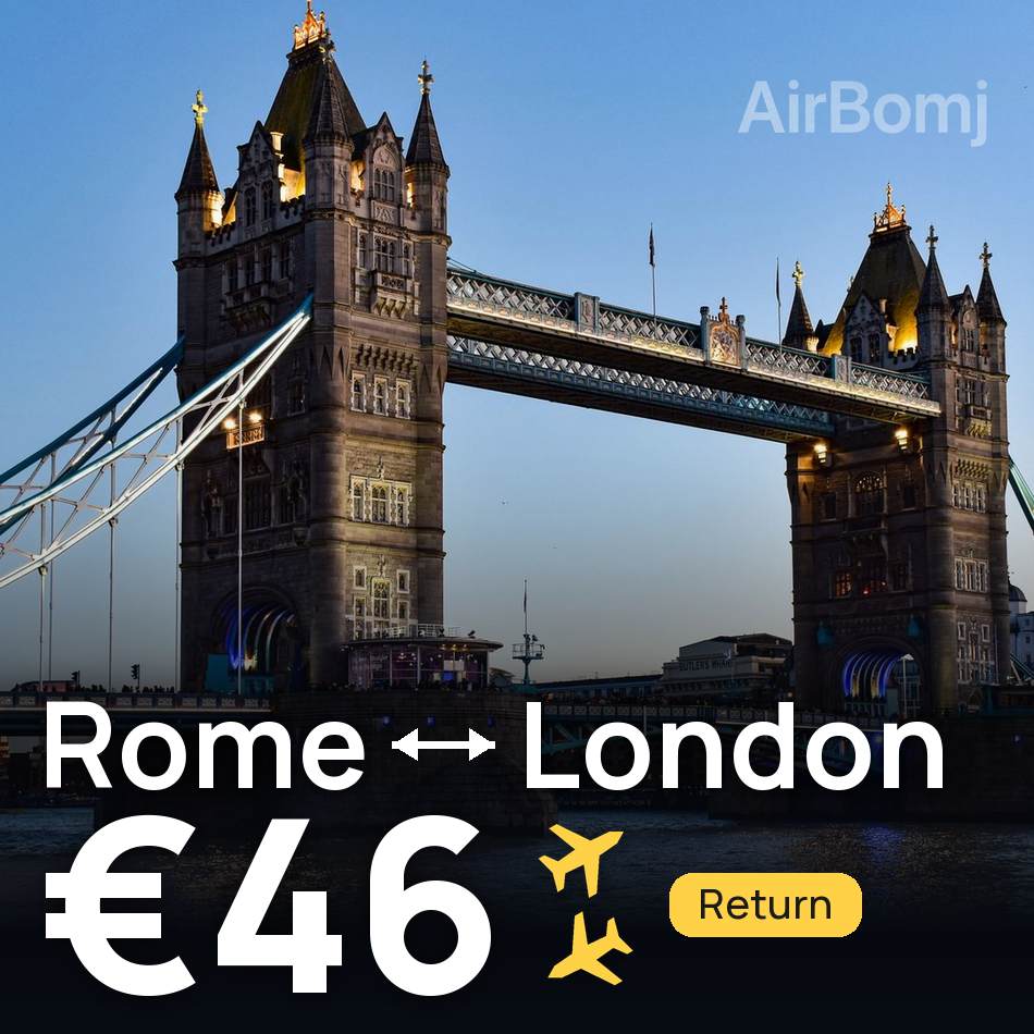 تذكرة طيران: روما — لندن، €46