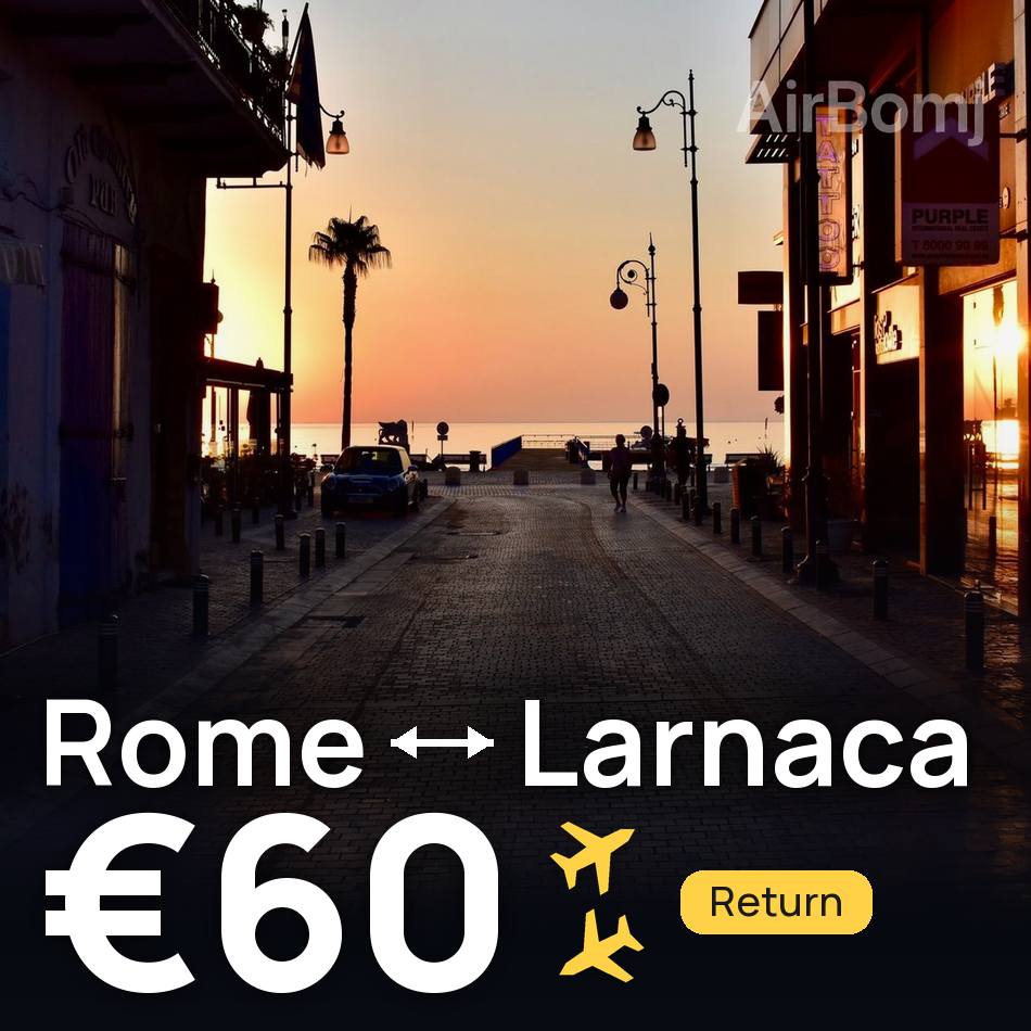 تذكرة طيران: روما — لارنكا، €60