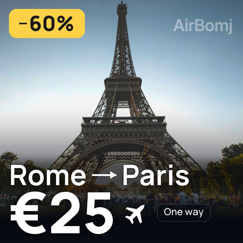 تذكرة طيران: روما — باريس، €25