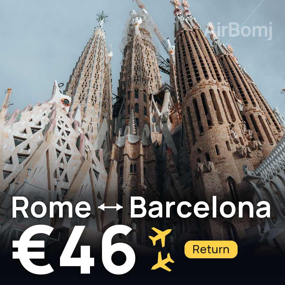تذكرة طيران: روما — برشلونة، €46