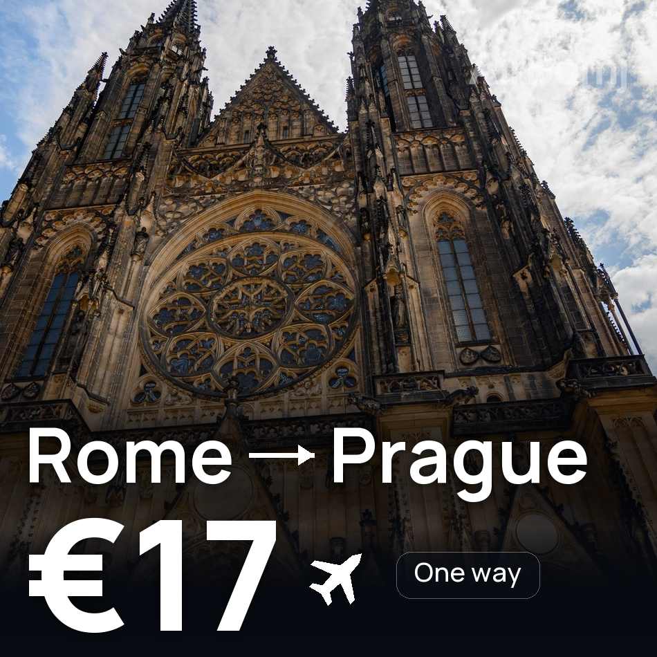 تذكرة طيران: روما — براغ، €17