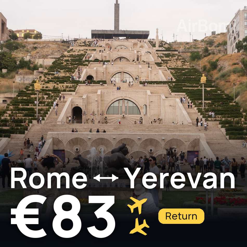 تذكرة طيران: روما — يريفان، €83