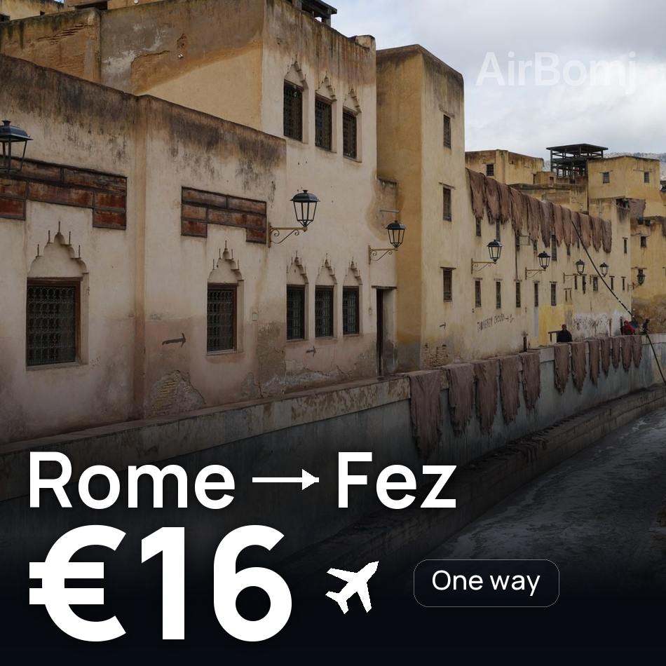 تذكرة طيران: روما — فاس، €16