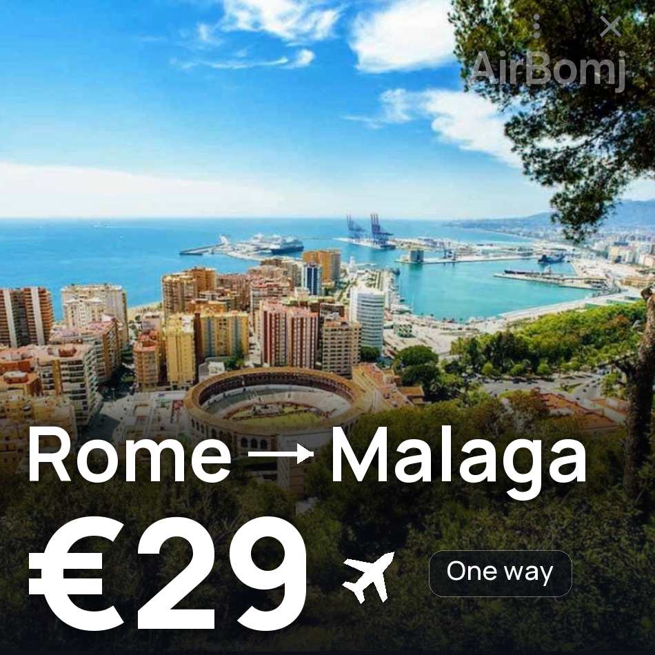 تذكرة طيران: روما — مالاجا، €29