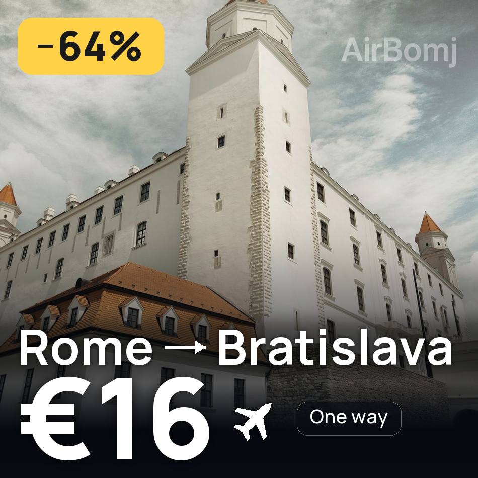تذكرة طيران: روما — براتيسلافا، €16