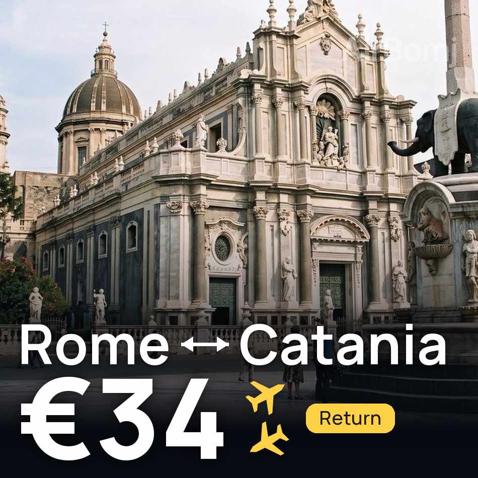 تذكرة طيران: روما — قطانيا، €34