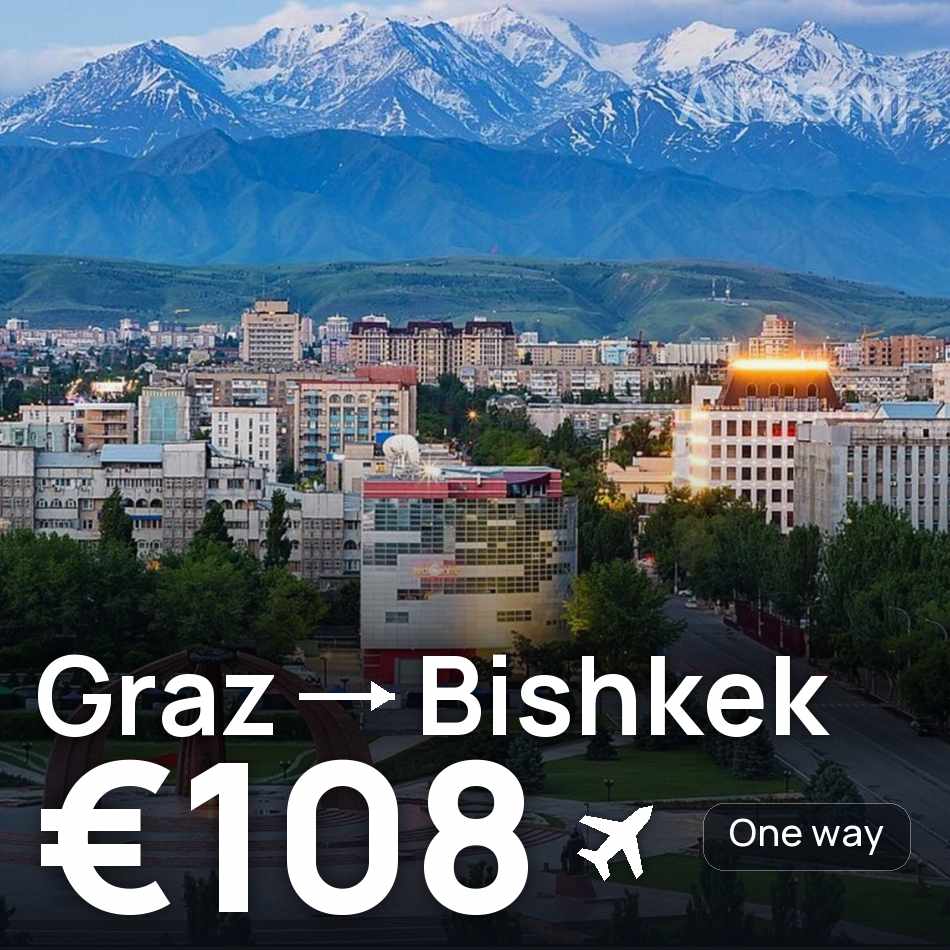 Billete de avión: Graz — Biskek, €108
