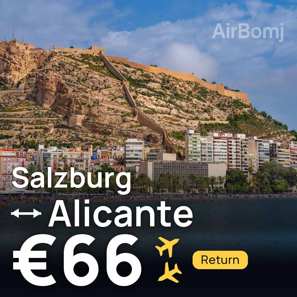 Billete de avión: Salzburgo — Alicante, €66