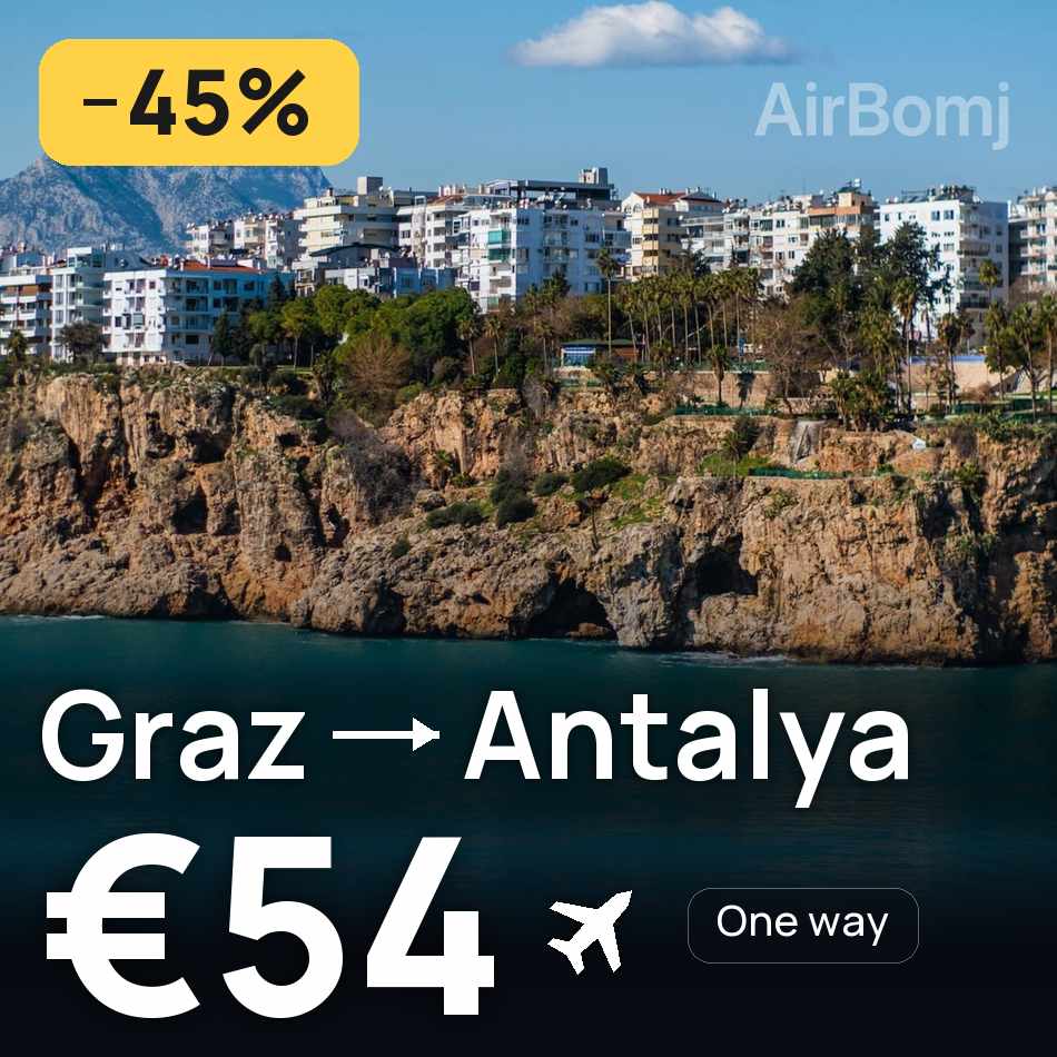 Billete de avión: Graz — Antalya, €54