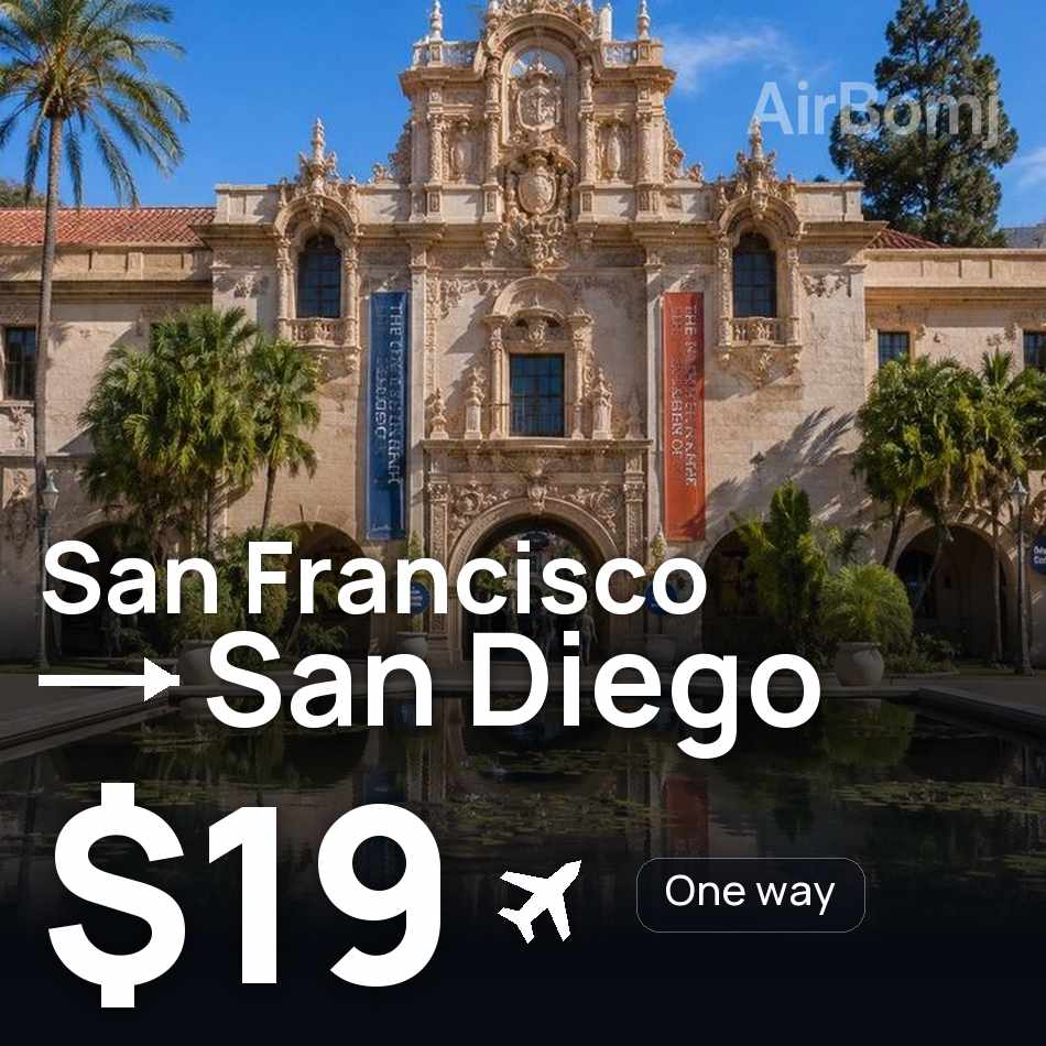 Billet d'avion : San Francisco — San Diego, $19