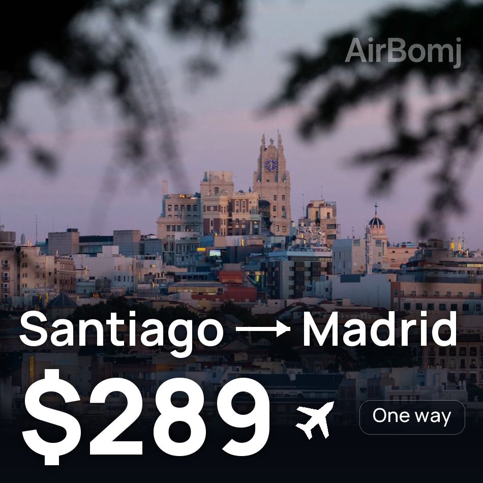 Billet d'avion : Santiago — Ville de Madrid, $289