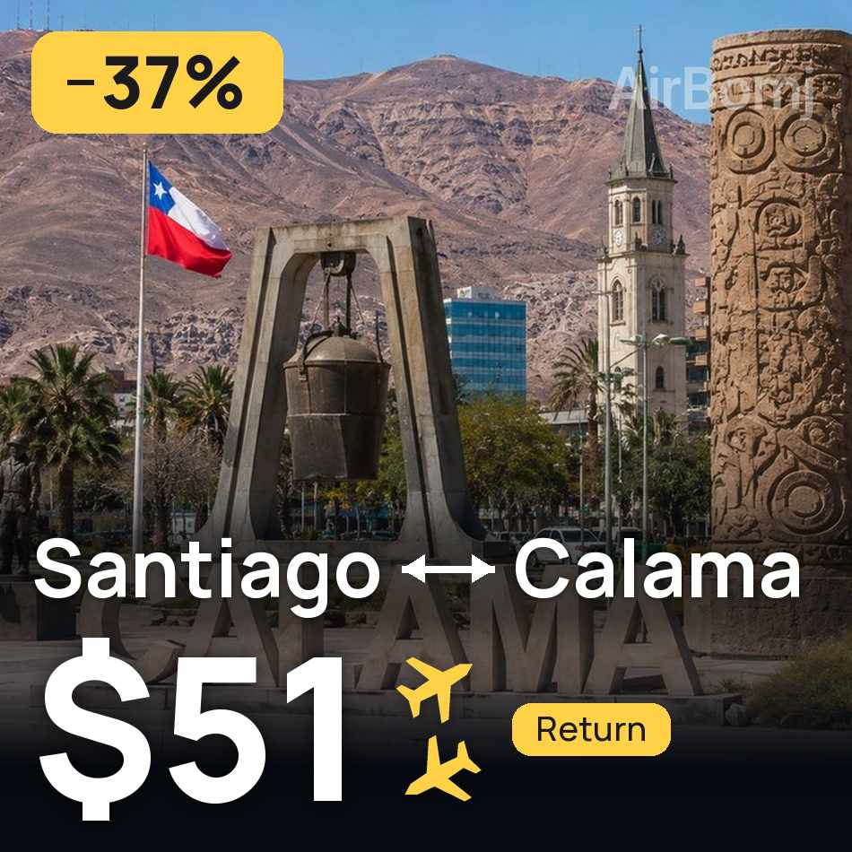 Billet d'avion : Santiago — Calama, $51