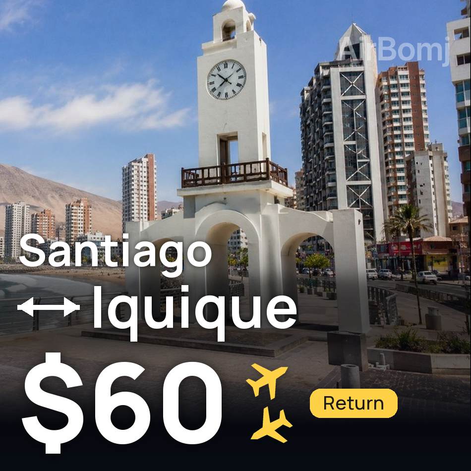 Billet d'avion : Santiago — Iquique, $60