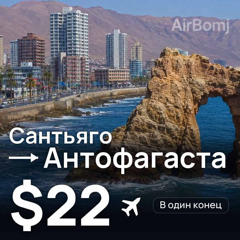 Авиабилет: Сантьяго — Антофагаста, $22