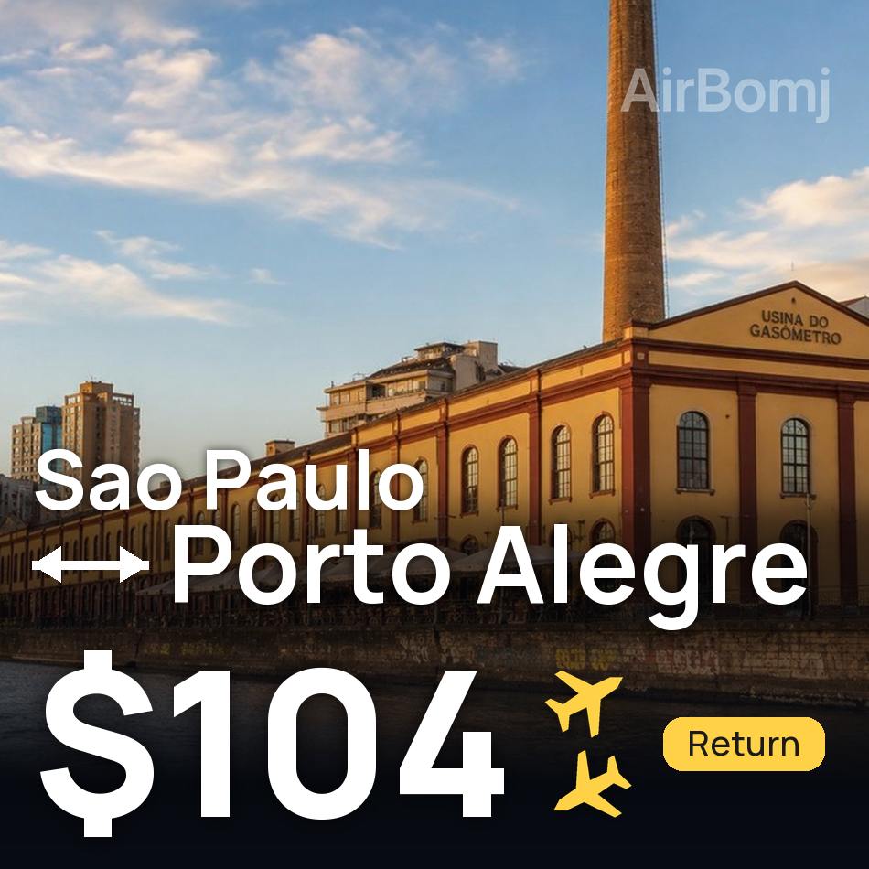 Uçak bileti: São Paulo — Porto Alegre, $104
