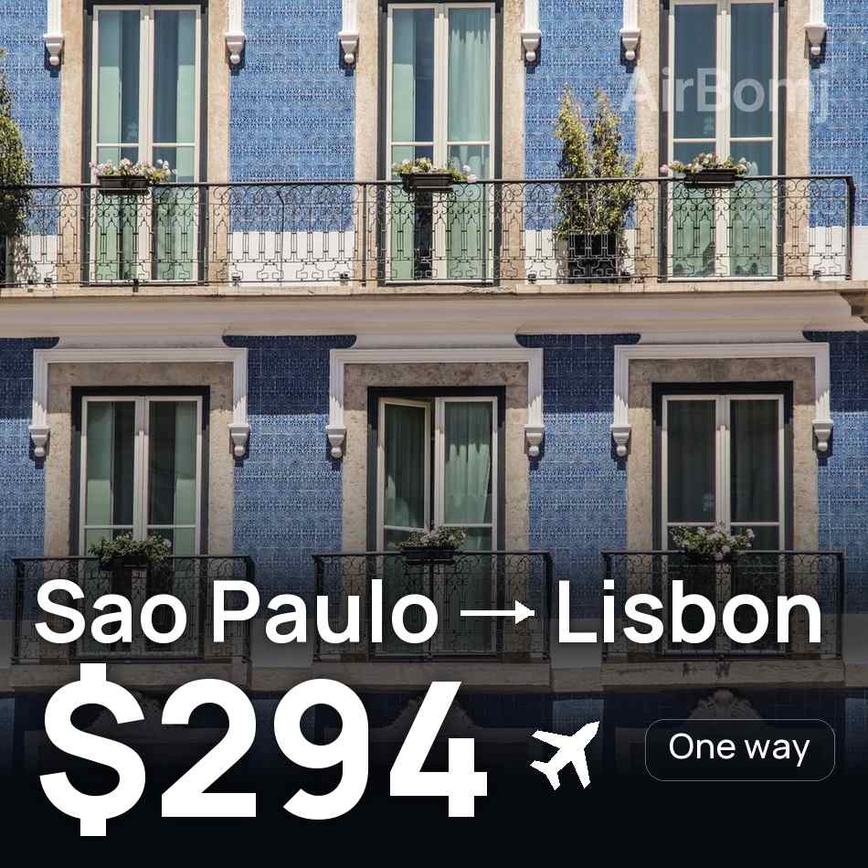 Uçak bileti: São Paulo — Lizbon, $294