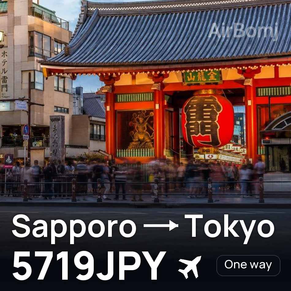 Billet d'avion : Sapporo — Tokyo, 5719JPY