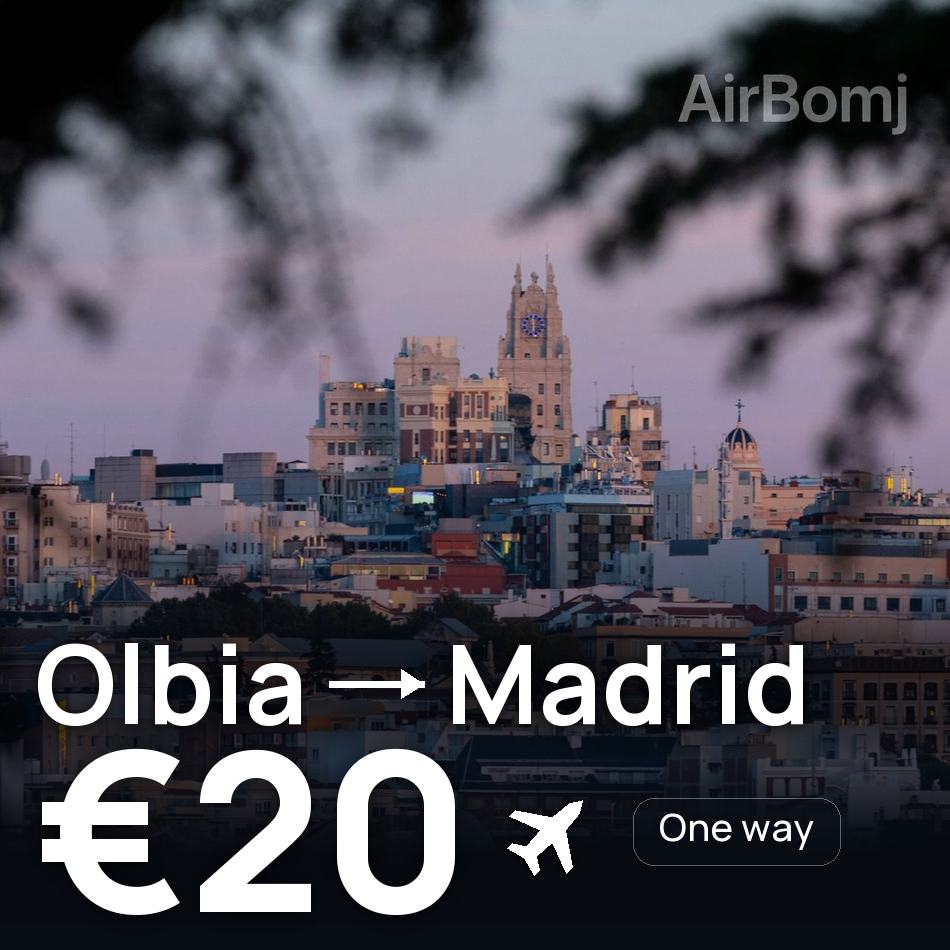 Flugticket: Olbia — Stadt Madrid, €20