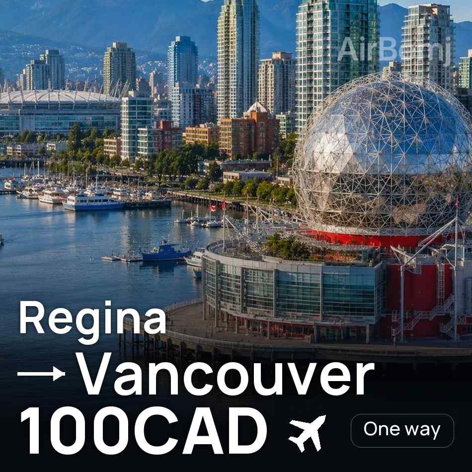 Uçak bileti: Regina — Vancouver, 100CAD