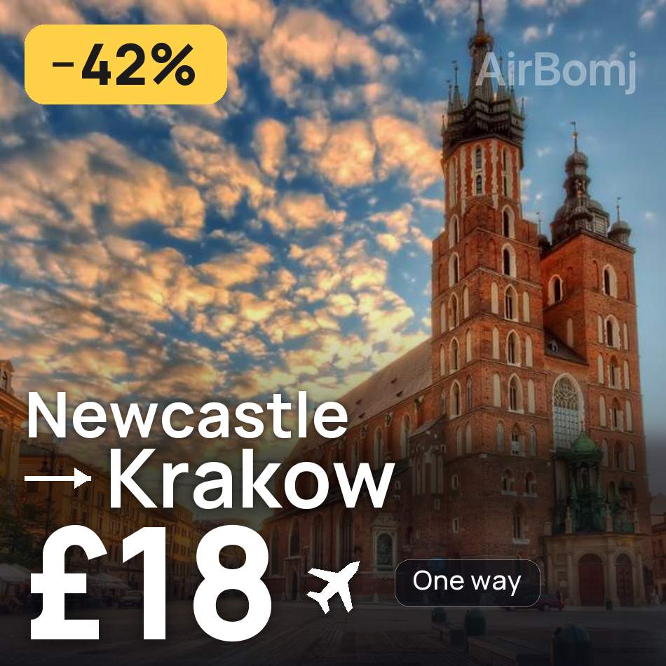 Uçak bileti: Newcastle upon Tyne — Kraków, £18