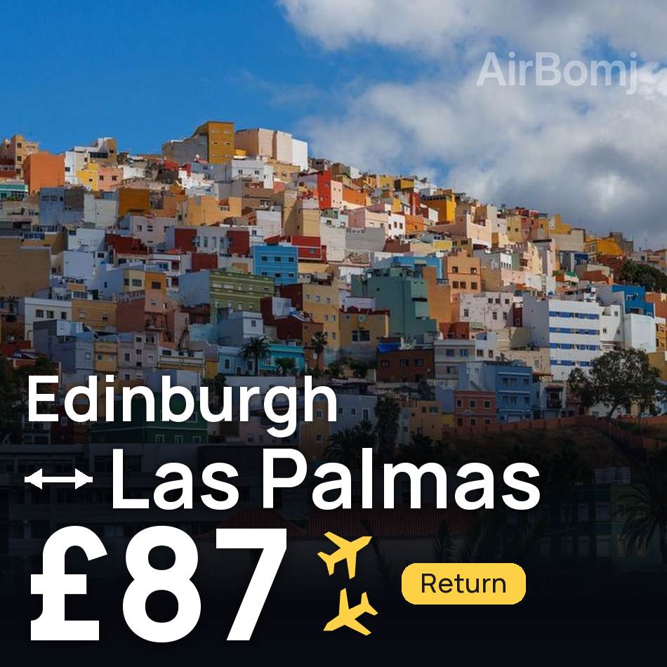 Uçak bileti: Edinburgh — Büyük Kanarya, £87