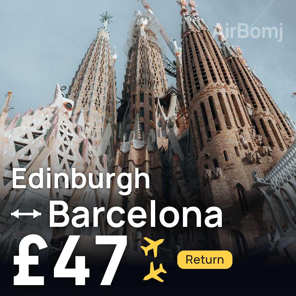Uçak bileti: Edinburgh — Barselona, £47