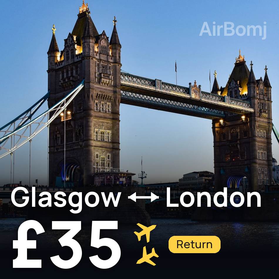 Uçak bileti: Glasgow — Londra, £35