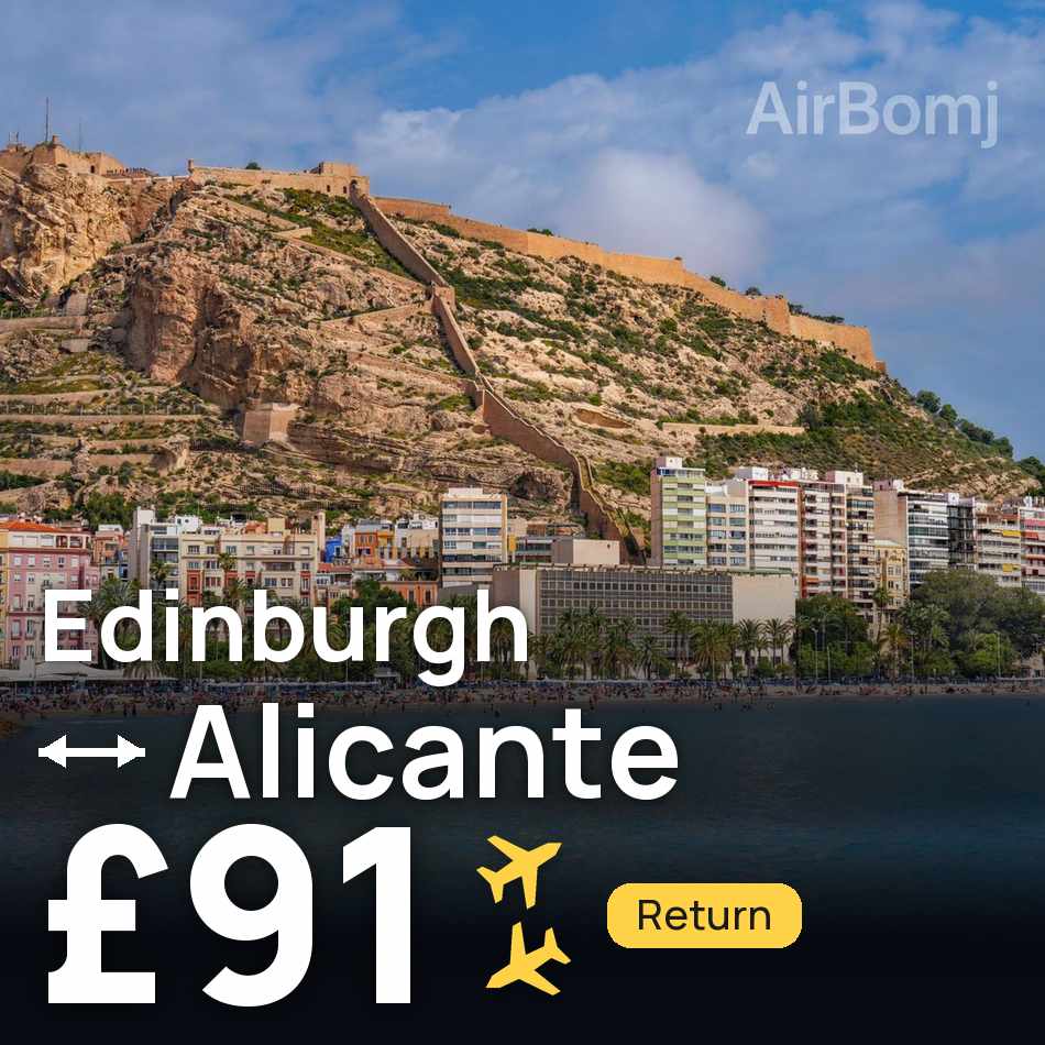 Uçak bileti: Edinburgh — Alicante, £91