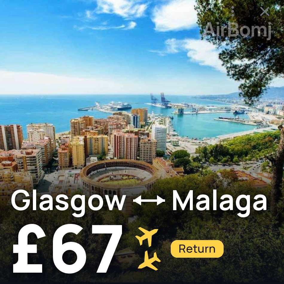 Uçak bileti: Glasgow — Málaga, £67