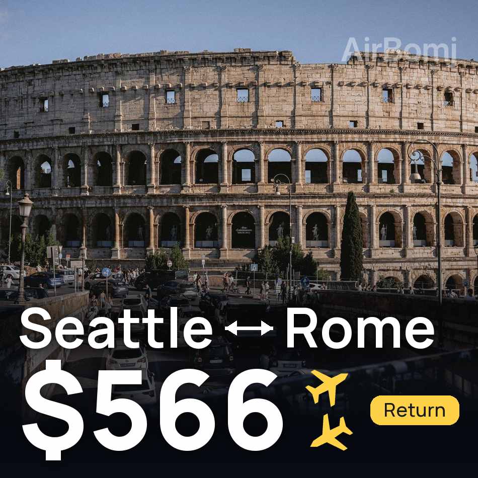 تذكرة طيران: سياتل — روما، $566