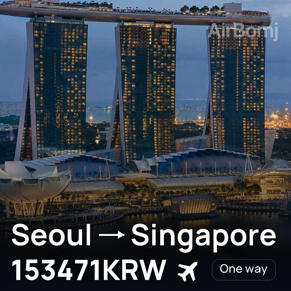 Flight ticket: Seoul to Singapore, 153471KRW