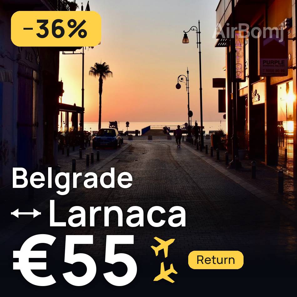 Tiket pesawat: Belgrade — Larnaca, €55